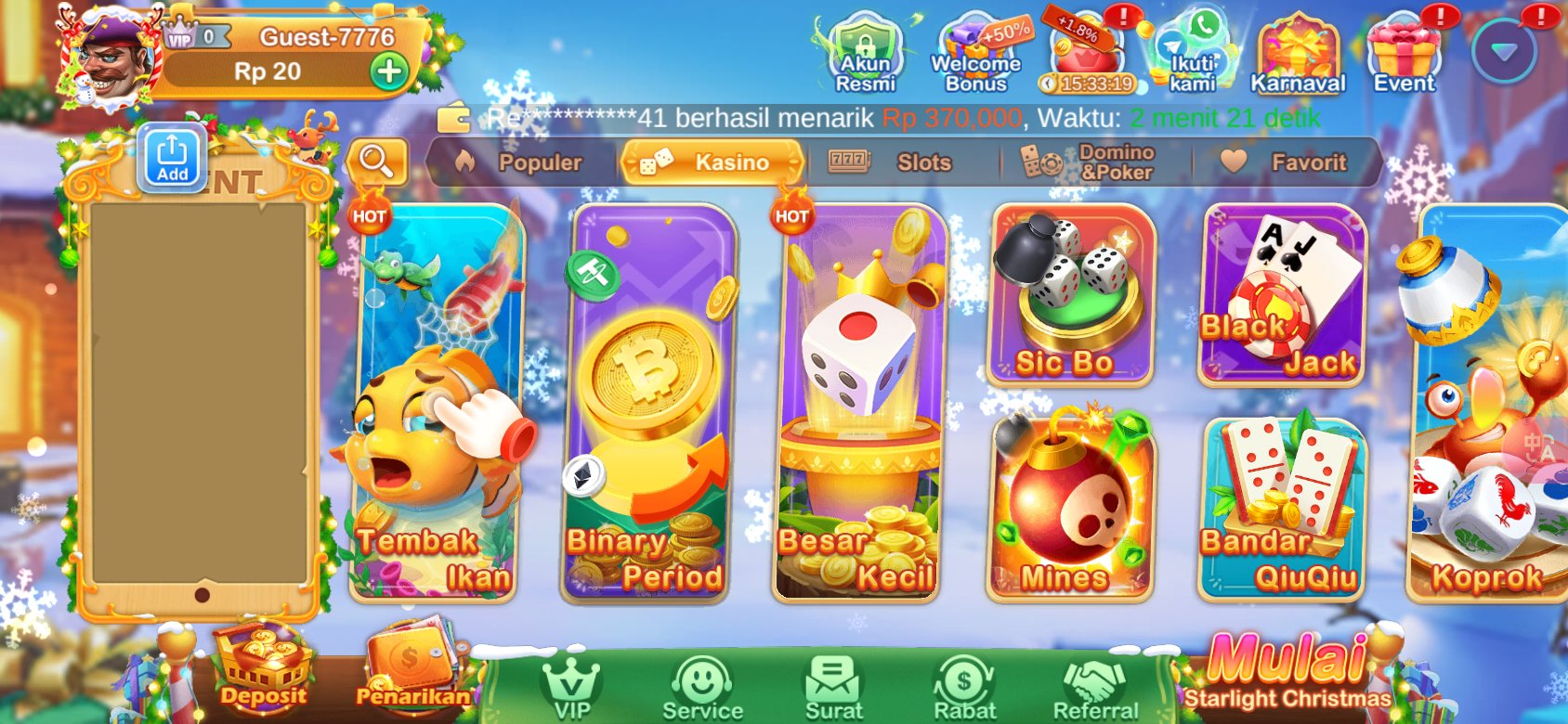 Game kasino populer seperti Tembak Ikan dan Sic Bo tersedia di K3K3 Apk 4 J 2796 X.